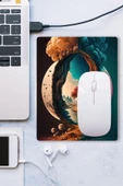 SonicTouch Ay ve Ağaç Temalı Kaydırmaz Gaming Oyuncu Dikişsiz Mavi Turuncu Mouse Pad/Ped 17x21cm - 3