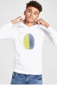 Sarı Lacivert Parmak İzi Beyaz Çocuk 3ip Kapşonlu  Sweatshirt - 1