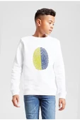 Sarı Lacivert Parmak İzi Beyaz Çocuk 2ip Sweatshirt - 1