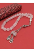 Pembe Kuvars Taşlı Tespih, Lale Figürlü... - 4