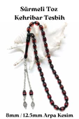 Sürmeli - Toz Kehribar Tesbih - Arpa Kesim 8 mm / 12.5 mm thumbnail 1