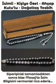 Kişiye Özel Isimli Tesbih - Hematit Taşı - Harfli Püsküllü Tesbih - Ahşap Kutulu Doğal Taş Tesbih - 1