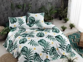 Upstyle Doğal Pike Baskılı King 240x230cm Monstera Yeşil - 1