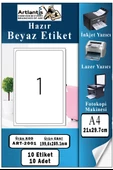 A4 Hazır Etiket 199.6x289.1 mm 10 Sayfa 1 Paket Kendinden Yapışkanlı Fotokopi Lazer İnkjet Kağıdı Yazıcılar İçin Uyumlu - 1