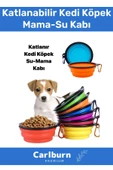 Özel Seri Taşınabilir Seyahat Tipi Kancalı Silikon Katlanabilir Kedi Köpek Evcil Hayvan Mama Su Kabı - 1