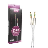 POWERMASTER PM-2367 3.5 MM ERKEK/ERKEK STEREO RENKLİ ÖRGÜLÜ 1 METRE POŞETLİ AUX KABLO - 1