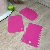 Kesici Kazıyıcı Dekoratör 3' lü Set Pasta Hamur Şekillendirici Spatular - 3