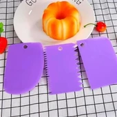 Kesici Kazıyıcı Dekoratör 3' lü Set Pasta Hamur Şekillendirici Spatular - 11