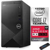 Dell Vostro 3910 mt Intel Core I7 12700 64GB 512GB SSD 23.8" Fhd Ubuntu Amd RX550-4GB Masaüstü Bilgisayar 23N3910RX550U27 + Zetta USB Bellek - 2