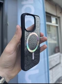 İphone 15 Pro Max Kılıf Diamont MagSafe Hologramlı Kapak thumbnail 3