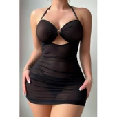 Lucky Life Siyah Transpan Tül Gecelik - 4