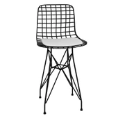 Knsz ufak boy tel bar sandalyesi 1 li uslu syhbyz 55 cm oturma yüksekliği mutfak bahçe cafe ofis thumbnail 2