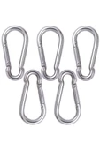 Düz Yaylı Karabina Kanca - 6x60 mm (5 Adet) - Dağcılık, Kamp, Güvenlik, Emniyet, Anahtarlık - 7