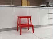 Basamaklı Ahşap Tabure Kırmızı Renk - 2
