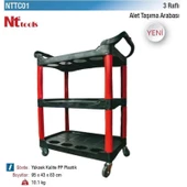 NT Tools 3 Raflı Alet Taşıma Arabası Yüksek Kalite PP Plastik NTTC01 95x43x83 cm. - 1