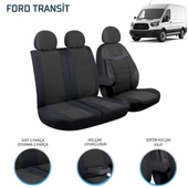 Ford Transit 2013 ve Sonrası 2+1 Ön Koltuk Kılıf Seti Siyah - 3