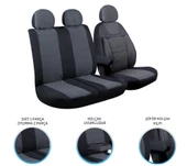 Ford Transit 2013 ve Sonrası 2+1 Ön Koltuk Kılıf Seti Füme - 2