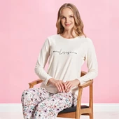 Over Sleep Marla 1474 Kadın Kışlık Sıfır Yaka Uzun Kol Pijama Takımı - 1