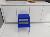 Basamaklı Ahşap Tabure Mavi Renk - 4