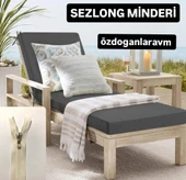 Solmaz Sıvı Geçirmez Kalın Kumaş  180X55X5 Cm Şezlong Minderi Gri 2 Adet - 2