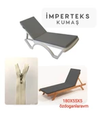 Dogant İmpertex Kumaş Fermuarlı Sıvı Geçiemez 180X55X5 Cm Şezlong Minderi Gri Yıkanabilir 2 Adet - 1