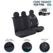 Ford Transit 2013 ve Sonrası 2+1 Ön Koltuk Kılıf Seti Alkantra Siyah Dikiş - 4