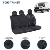 Ford Transit 2013 ve Sonrası 2+1 Ön Koltuk Kılıf Seti Alkantra Beyaz Dikiş - 3