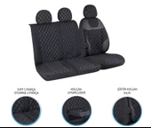 Ford Transit 2013 ve Sonrası 2+1 Ön Koltuk Kılıf Seti Alkantra Beyaz Dikiş - 2