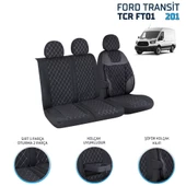 Ford Transit 2013 ve Sonrası 2+1 Ön Koltuk Kılıf Seti Alkantra Beyaz Dikiş - 4