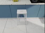 Ahşap Katlanabilir Basamaklı Tabure Beyaz Renk - 3