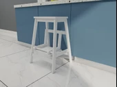 Ahşap Katlanabilir Basamaklı Tabure Beyaz Renk - 4
