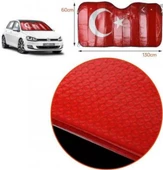 Carub Standart Boy Türk Bayrağı Oto Ön Cam Perde Güneşlik Balonlu Vantuzluzlu - 1