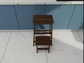 Ahşap Katlanabilir Basamaklı Tabure Ceviz Renk - 2