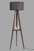 Lumexx Sehbalı Tripod Ceviz Lambader Silindir Koyu Gri Abajurlu thumbnail 3