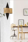 Lumexx ASLI SİYAH DİKDÖRTGEN RATTAN ABAJURLU APLİK - 1