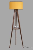 Lumexx Sehbalı Tripod Ceviz Lambader Silindir Hardal Abajurlu - 3