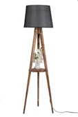 Lumexx Sehbalı Tripod Yanık Lambader Pramit Hasır Siyah Abajurlu thumbnail 2