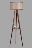 Lumexx Sehbalı Tripod Ceviz Lambader Silindir Açık Hasır Abajurlu - 3