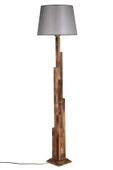 Lumexx Kule Yanık Ahşap Lambader Pramit Hasır Gri Abajurlu thumbnail 2