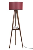 Lumexx Sehbalı Tripod Ceviz Lambader Silindir Hasır Bordo Abajurlu - 2