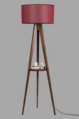 Lumexx Sehbalı Tripod Ceviz Lambader Silindir Hasır Bordo Abajurlu - 3