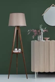 Lumexx Sehbalı Tripod Ceviz Lambader Pramit 82 Abajurlu - 1