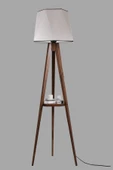 Lumexx Sehbalı Tripod Lambader Ceviz Altıgen Açık Hasır Gri Abajurlu - 2