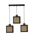 Lumexx KUMSAL 3 LÜ SIRALI SİYAH RATTAN AVİZE - 1