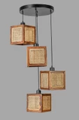 Lumexx KUMSAL 4 LÜ TEPSİLİ CEVİZ RATTAN AVİZE - 2