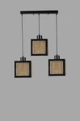 Lumexx KUMSAL 3 LÜ SIRALI SİYAH RATTAN AVİZE - 2