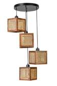 Lumexx KUMSAL 4 LÜ TEPSİLİ CEVİZ RATTAN AVİZE - 1