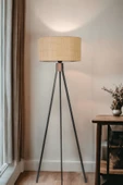 Lumexx FISCO TRİPOD SİYAH LAMBADER SİLİNDİR HASIR RATTAN ABAJURLU - 1