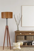 Lumexx KANARYA CEVİZ LAMBADER SİLİNDİR BAMBU 01 ABAJURLU - 1