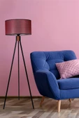 Lumexx FISCO TRİPOD SİYAH LAMBADER SİLİNDİR HASIR BORDO ABAJURLU - 1